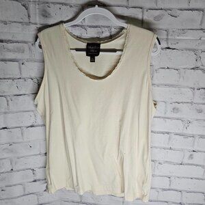 Cream Tank with Lace neckline